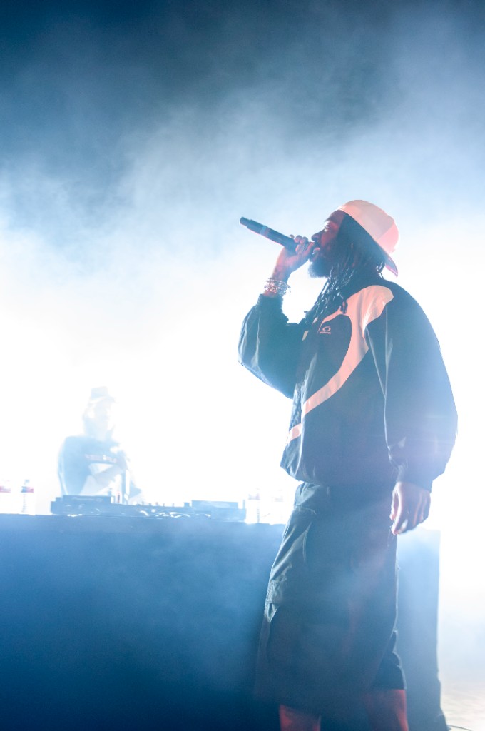 Freddie Dredd performs through stage smoke at the Aztec Theatre