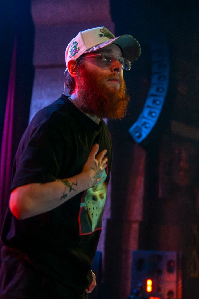 Freddie Dredd close-up under the Aztec Theatre's stage lights